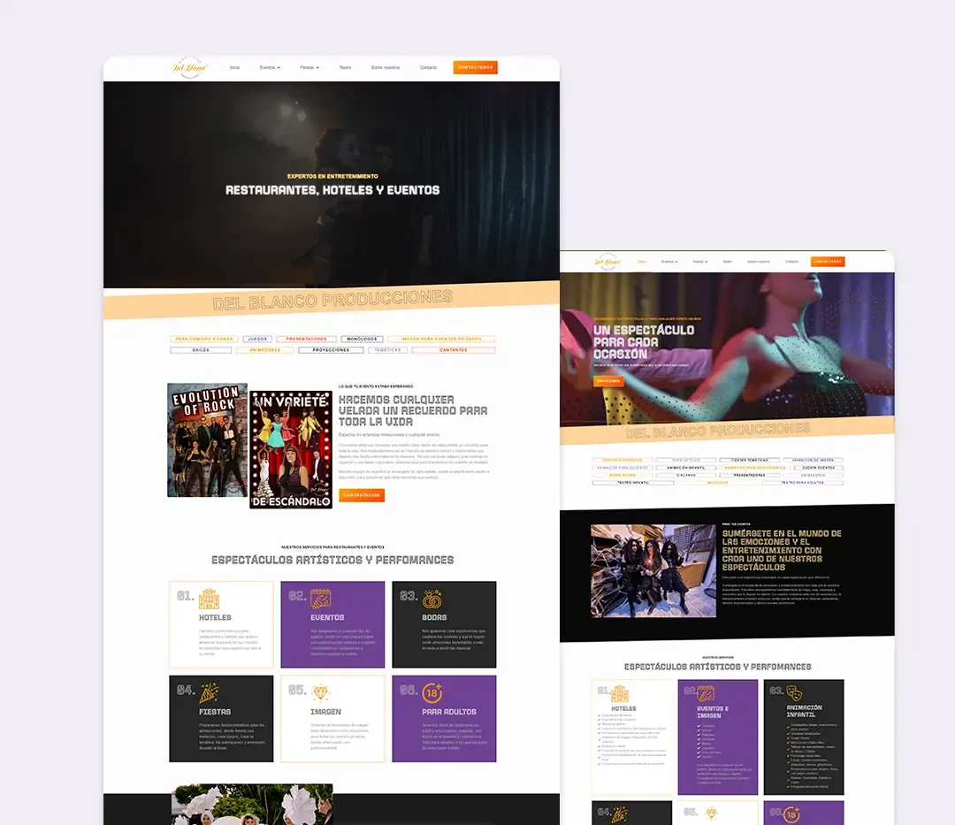 Diseño web de Del Blanco Producciones