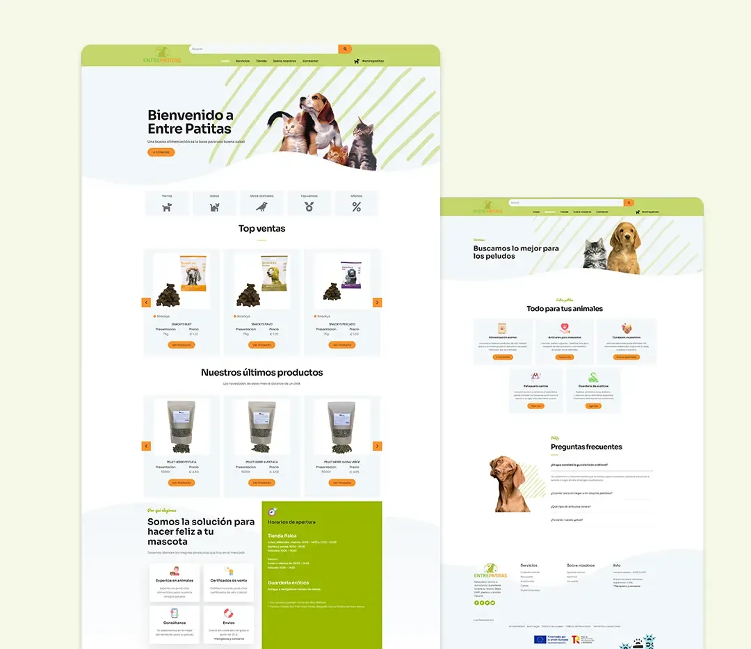 Diseño web de Entre Patitas