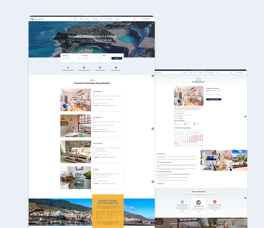 Diseño web de Viviendas Vacaciones La Palma